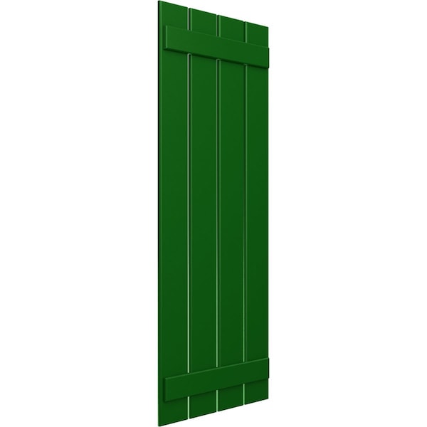 True Fit PVC Four Board Spaced Board-n-Batten Shutters, Viridian Green , 23W X 55H